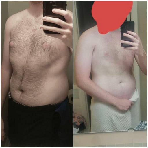 A picture of a 6'1" male showing a weight loss from 200 pounds to 195 pounds. A respectable loss of 5 pounds.