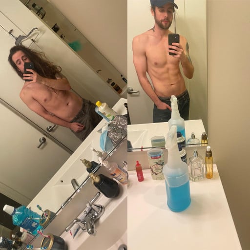Before and After 24 lbs Weight Loss 5 feet 10 Male 177 lbs to 153 lbs