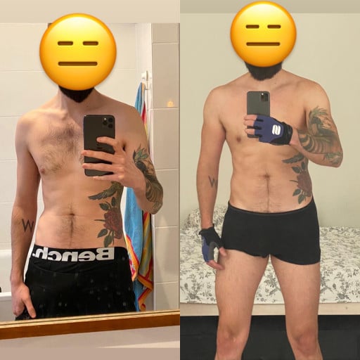 6'1 Male 30 lbs Weight Gain Before and After 135 lbs to 165 lbs