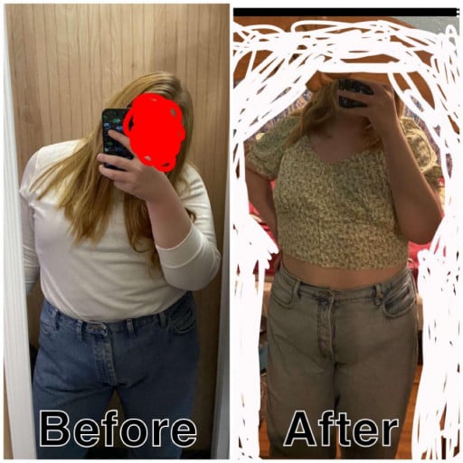 101 lbs Weight Loss Before and After 5 feet 8 Female 281 lbs to 180 lbs