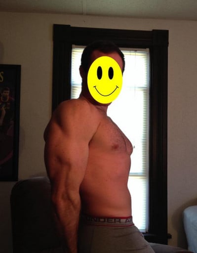 A progress pic of a 5'10" man showing a weight bulk from 130 pounds to 180 pounds. A respectable gain of 50 pounds.