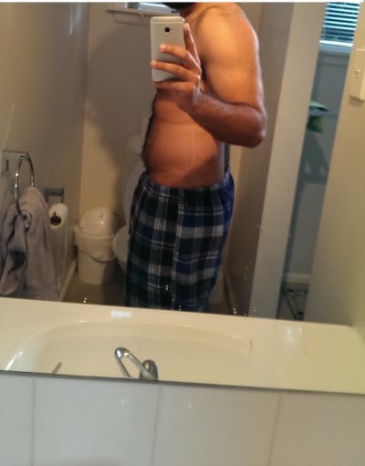 A progress pic of a 6'0" man showing a weight loss from 248 pounds to 218 pounds. A net loss of 30 pounds.