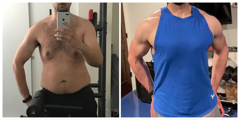 6 foot Male Before and After 30 lbs Weight Loss 230 lbs to 200 lbs