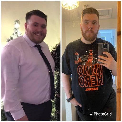5'11 Male Before and After 50 lbs Weight Loss 297 lbs to 247 lbs