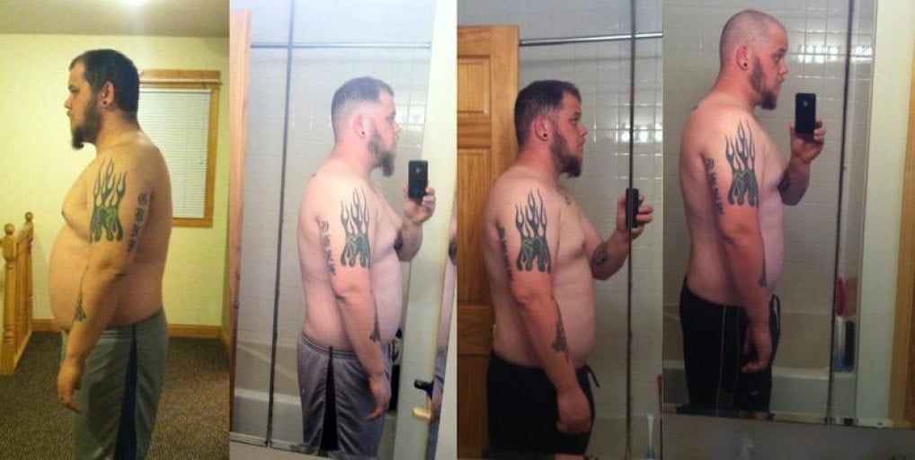 A picture of a 5'11" male showing a weight cut from 265 pounds to 224 pounds. A total loss of 41 pounds.
