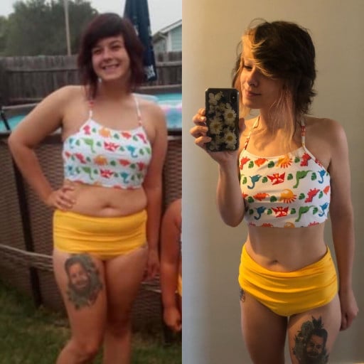 25 lbs Weight Loss Before and After 5'6 Female 150 lbs to 125 lbs