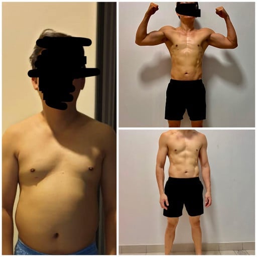 Progress Pics of 46 lbs Fat Loss 5 feet 5 Male 176 lbs to 130 lbs