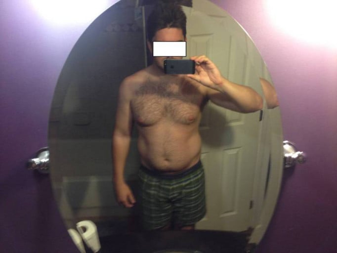 A before and after photo of a 5'11" male showing a weight cut from 200 pounds to 183 pounds. A respectable loss of 17 pounds.