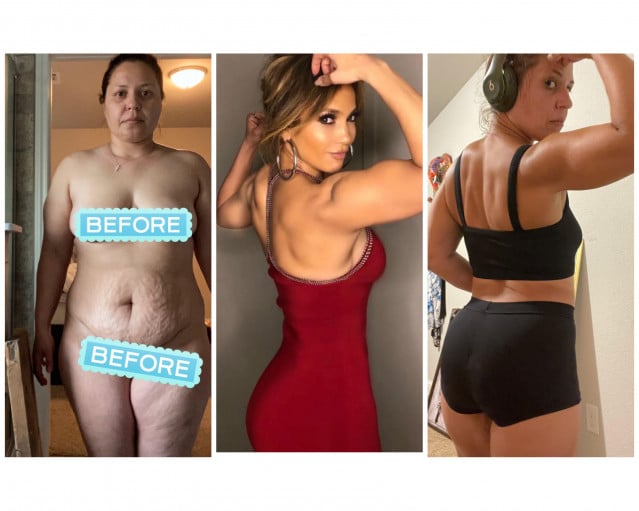 5 feet 2 Female Progress Pics of 87 lbs Weight Loss 192 lbs to 105 lbs
