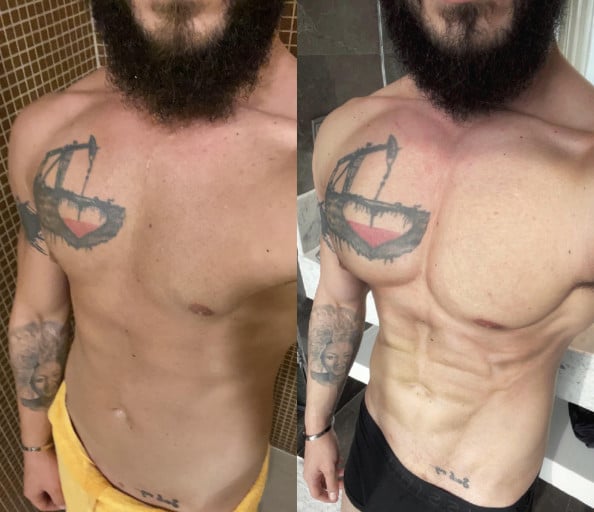 5 feet 10 Male 13 lbs Muscle Gain Before and After 162 lbs to 175 lbs