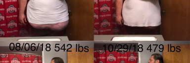 Before and After 63 lbs Fat Loss 6 foot 1 Male 542 lbs to 479 lbs