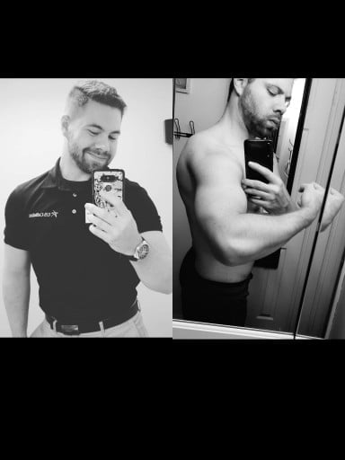 6 feet 1 Male 25 lbs Muscle Gain Before and After 175 lbs to 200 lbs