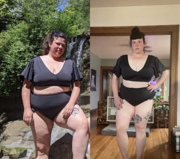 5 foot 5 Female Progress Pics of 50 lbs Fat Loss 272 lbs to 222 lbs