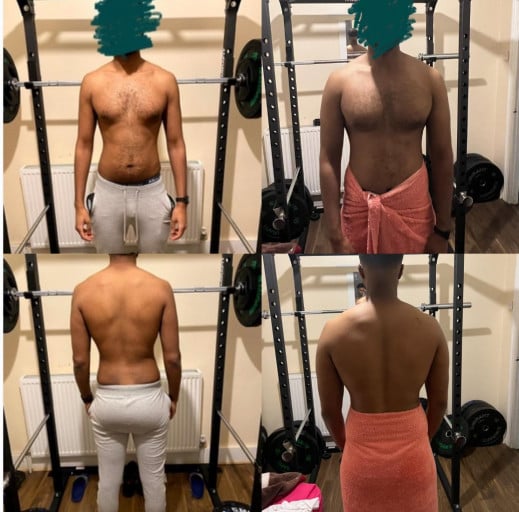 Before and After 27 lbs Muscle Gain 6 feet 1 Male 160 lbs to 187 lbs