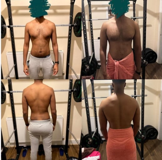 M/27/6’1” [160lbs >187lbs = +27lbs] (28 months) very slow bulk , but progress is progress. What do you estimate Body fat percentage before and after ?