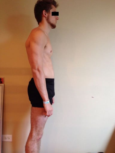 A photo of a 5'9" man showing a snapshot of 141 pounds at a height of 5'9