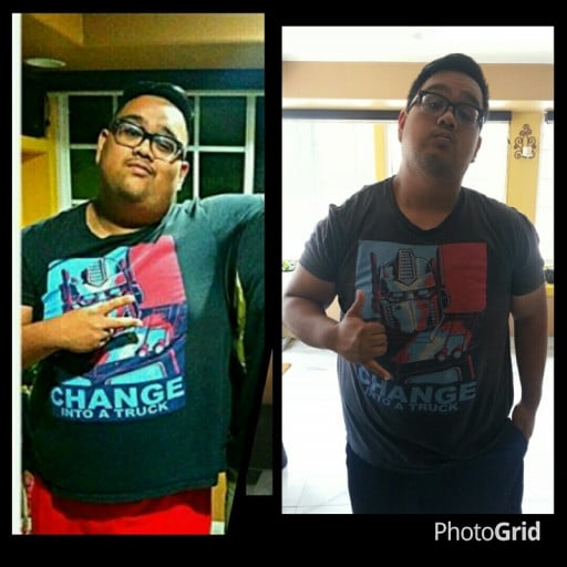 5 feet 9 Male Before and After 45 lbs Weight Loss 320 lbs to 275 lbs