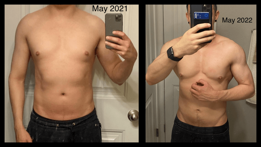 10 lbs Weight Gain Before and After 5 foot 9 Male 155 lbs to 165 lbs