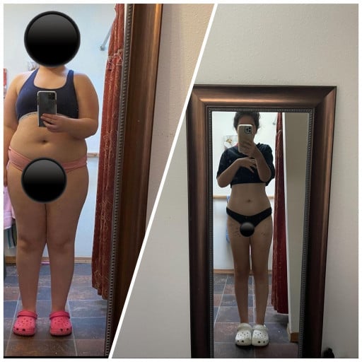 76 lbs Weight Loss Before and After 5 feet 2 Female 198 lbs to 122 lbs