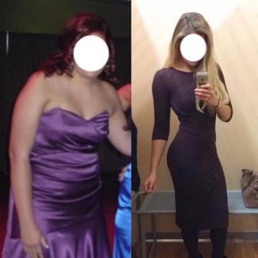 5 foot 10 Female Before and After 55 lbs Fat Loss 215 lbs to 160 lbs