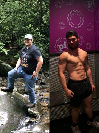 5 foot 11 Male Before and After 120 lbs Fat Loss 320 lbs to 200 lbs
