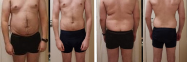 6 feet 1 Male Before and After 56 lbs Fat Loss 221 lbs to 165 lbs