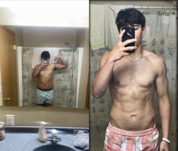 50 lbs Fat Loss Before and After 5 foot 9 Male 220 lbs to 170 lbs