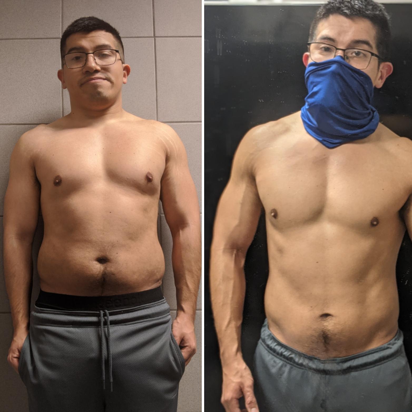Progress Pics of 33 lbs Weight Loss 5'8 Male 190 lbs to 157 lbs