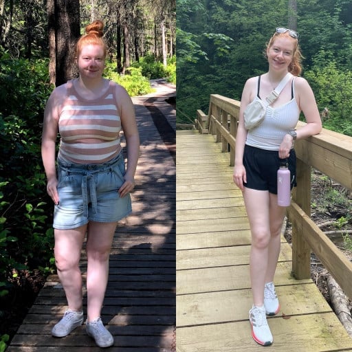 67 lbs Weight Loss Before and After 5'5 Female 190 lbs to 123 lbs