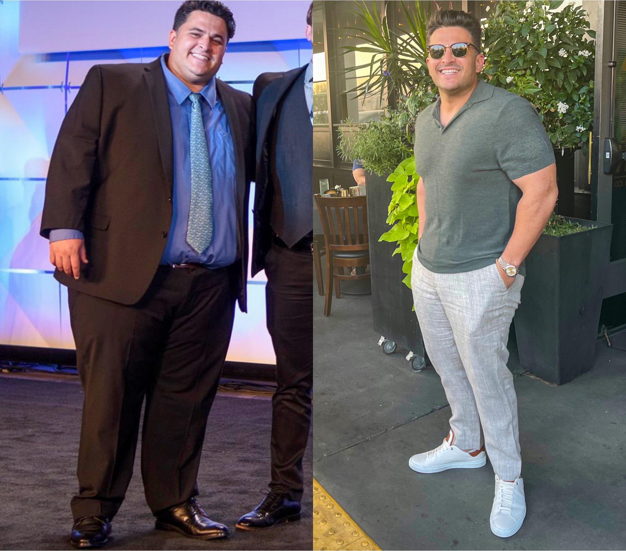 Before and After 180 lbs Weight Loss 5 foot 9 Male 400 lbs to 220 lbs