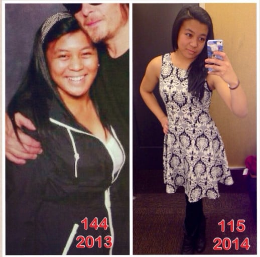 5 foot Female 29 lbs Weight Loss 144 lbs to 115 lbs