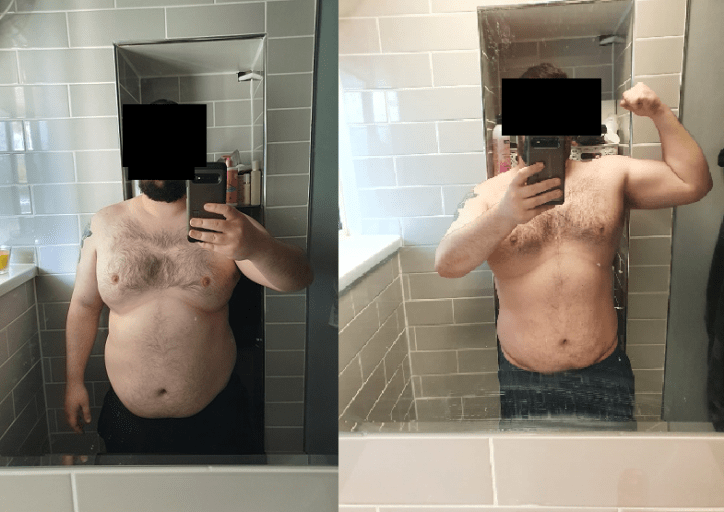 Before and After 40 lbs Weight Loss 5 foot 10 Male 260 lbs to 220 lbs