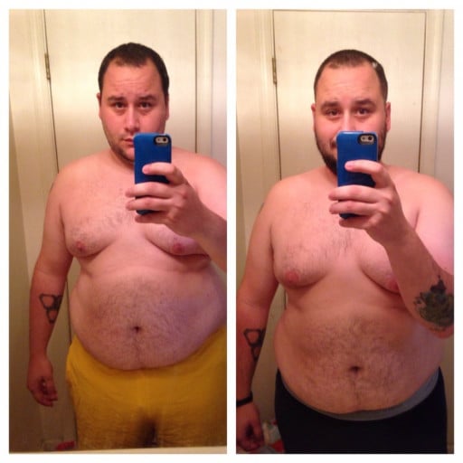 A photo of a 5'10" man showing a weight cut from 290 pounds to 265 pounds. A respectable loss of 25 pounds.