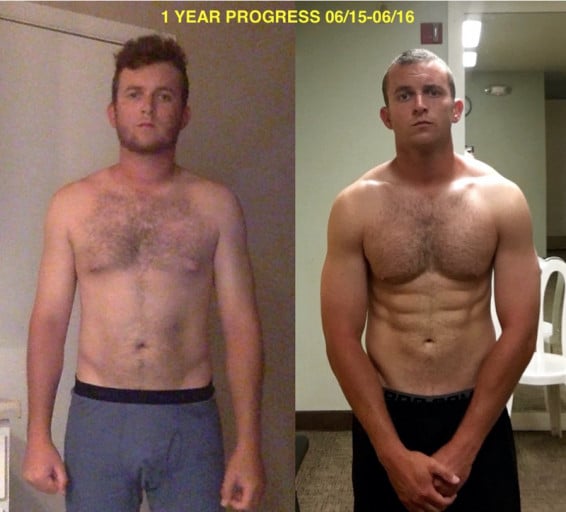 A photo of a 5'9" man showing a weight cut from 180 pounds to 155 pounds. A total loss of 25 pounds.