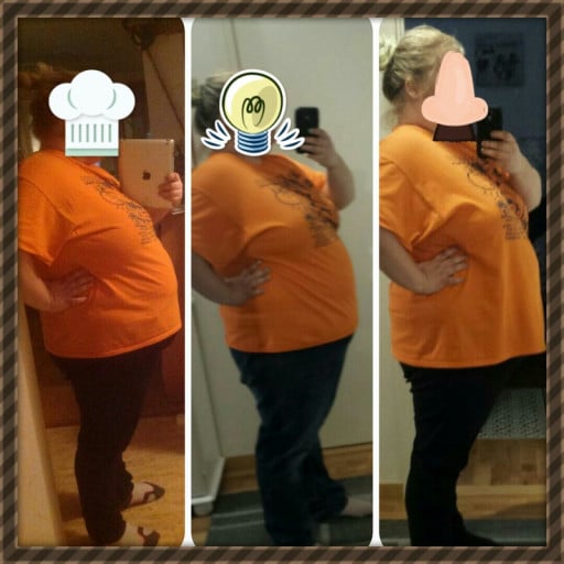 Progress Pics of 17 lbs Weight Loss 5'3 Female 330 lbs to 313 lbs