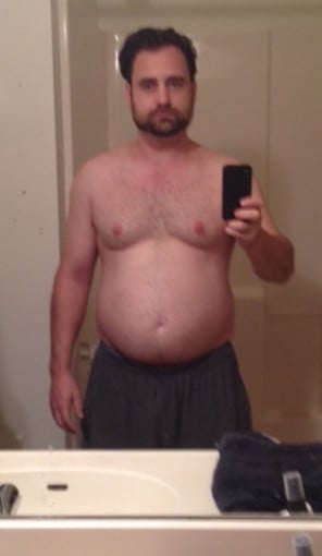 A progress pic of a 5'8" man showing a weight reduction from 207 pounds to 177 pounds. A net loss of 30 pounds.
