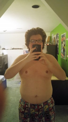 A picture of a 6'0" male showing a weight cut from 263 pounds to 227 pounds. A respectable loss of 36 pounds.