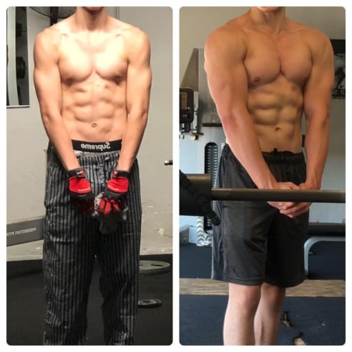 50 lbs Weight Gain Before and After 6'2 Male 145 lbs to 195 lbs