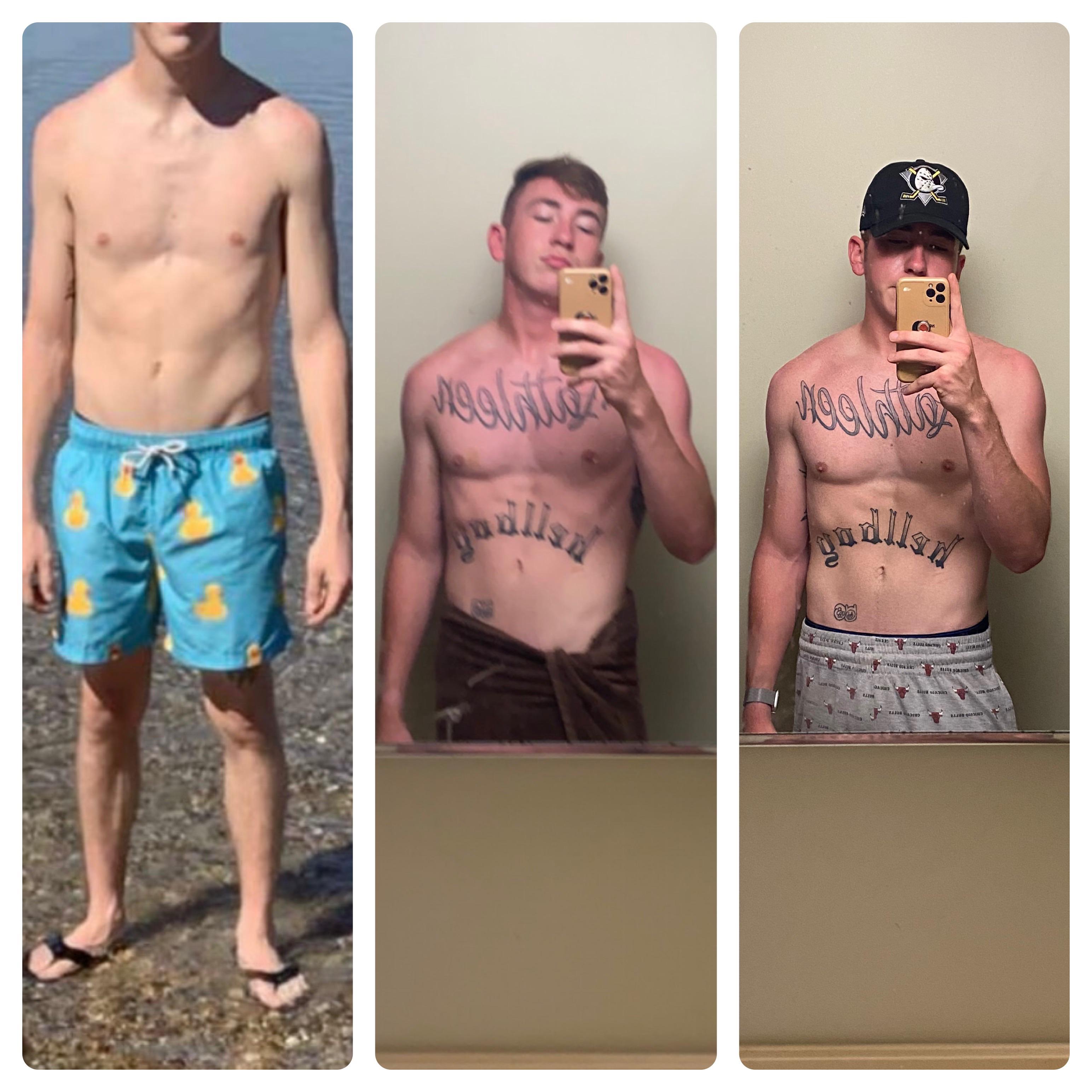 5 feet 11 Male 24 lbs Muscle Gain Before and After 145 lbs to 169 lbs