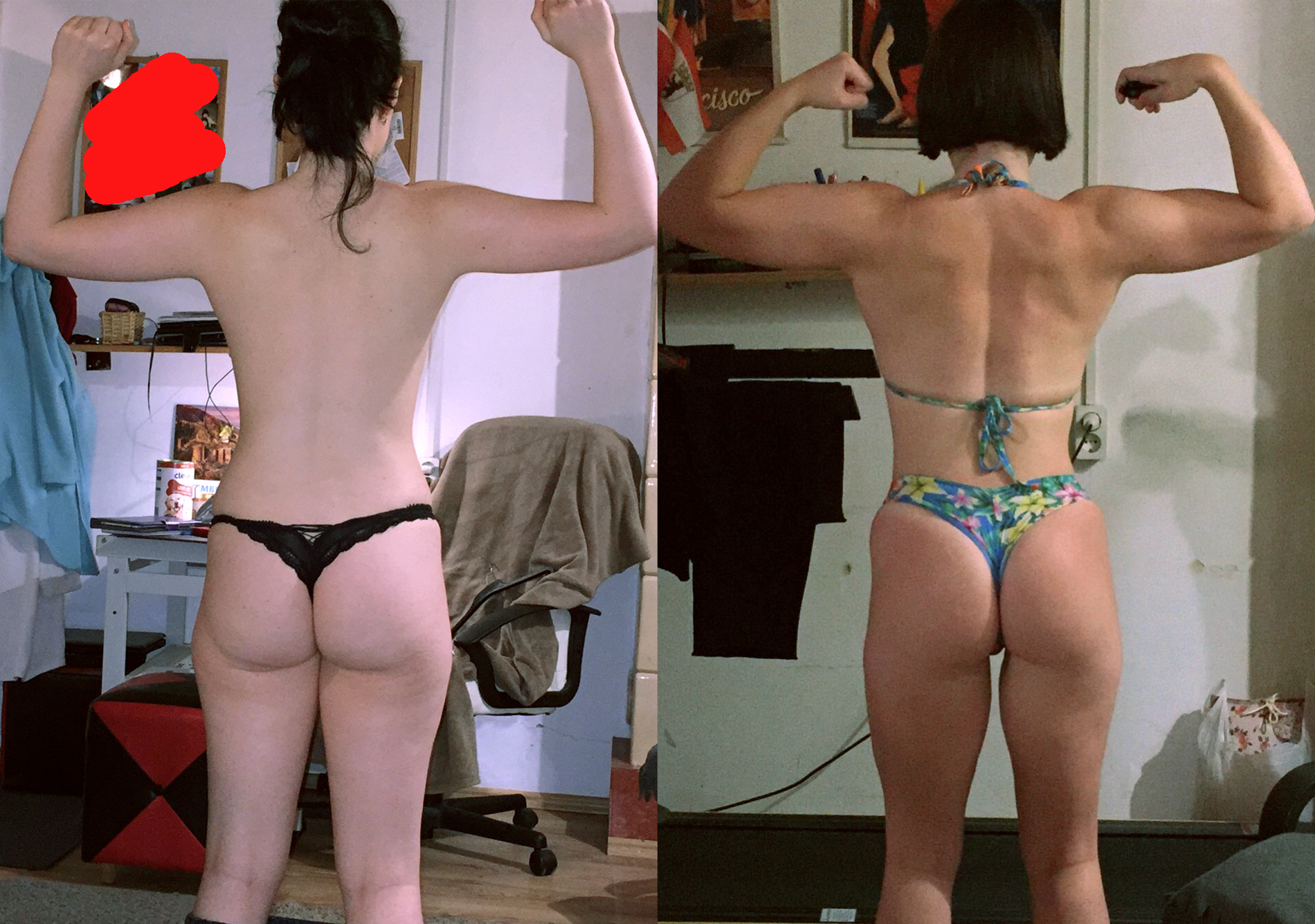 5 foot 5 Female 16 lbs Muscle Gain Before and After 116 lbs to 132 lbs
