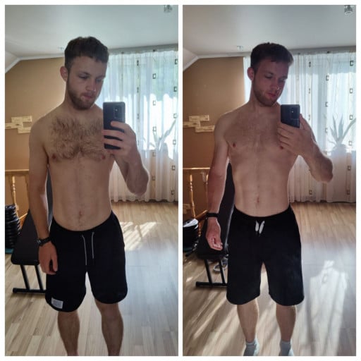 5 foot 11 Male Before and After 5 lbs Muscle Gain 167 lbs to 172 lbs