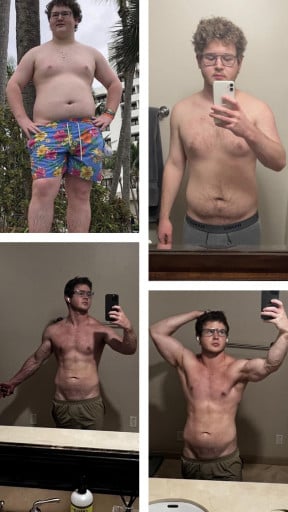 Before and After 60 lbs Fat Loss 5 feet 9 Male 250 lbs to 190 lbs