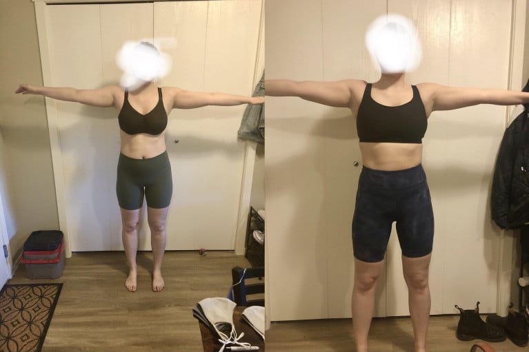 5 feet 8 Female 20 lbs Weight Loss Before and After 175 lbs to 155 lbs