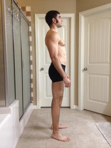 A progress pic of a 5'11" man showing a snapshot of 166 pounds at a height of 5'11