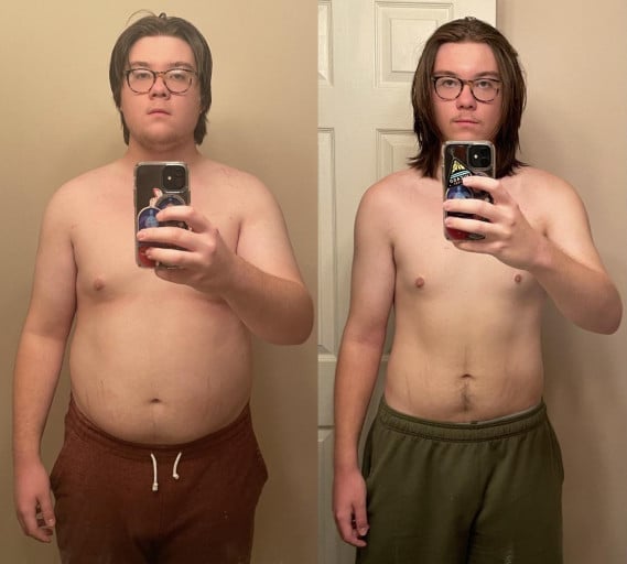 A progress pic of a 6'2" man showing a fat loss from 277 pounds to 199 pounds. A net loss of 78 pounds.