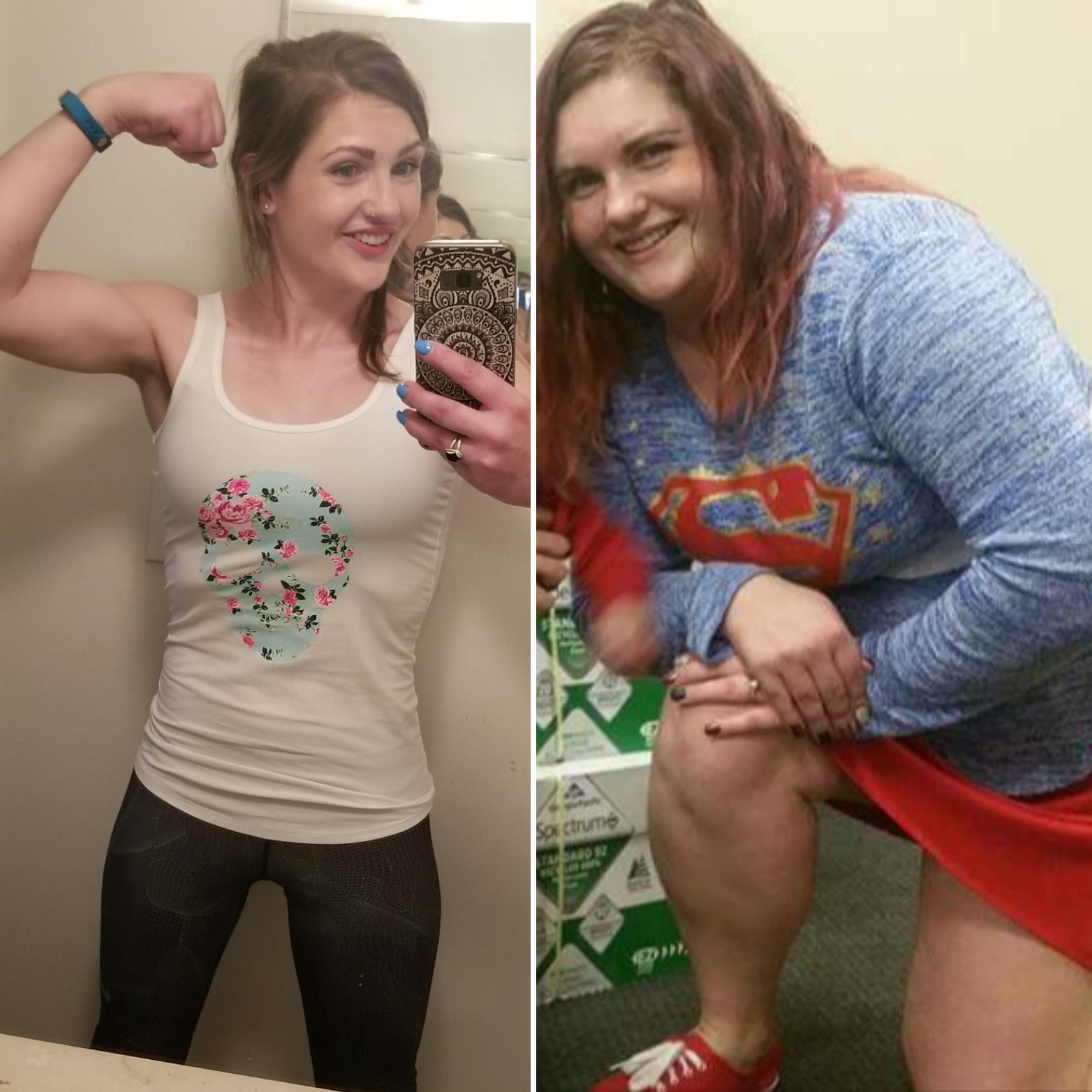 Before and After 68 lbs Fat Loss 5 foot 4 Female 186 lbs to 118 lbs