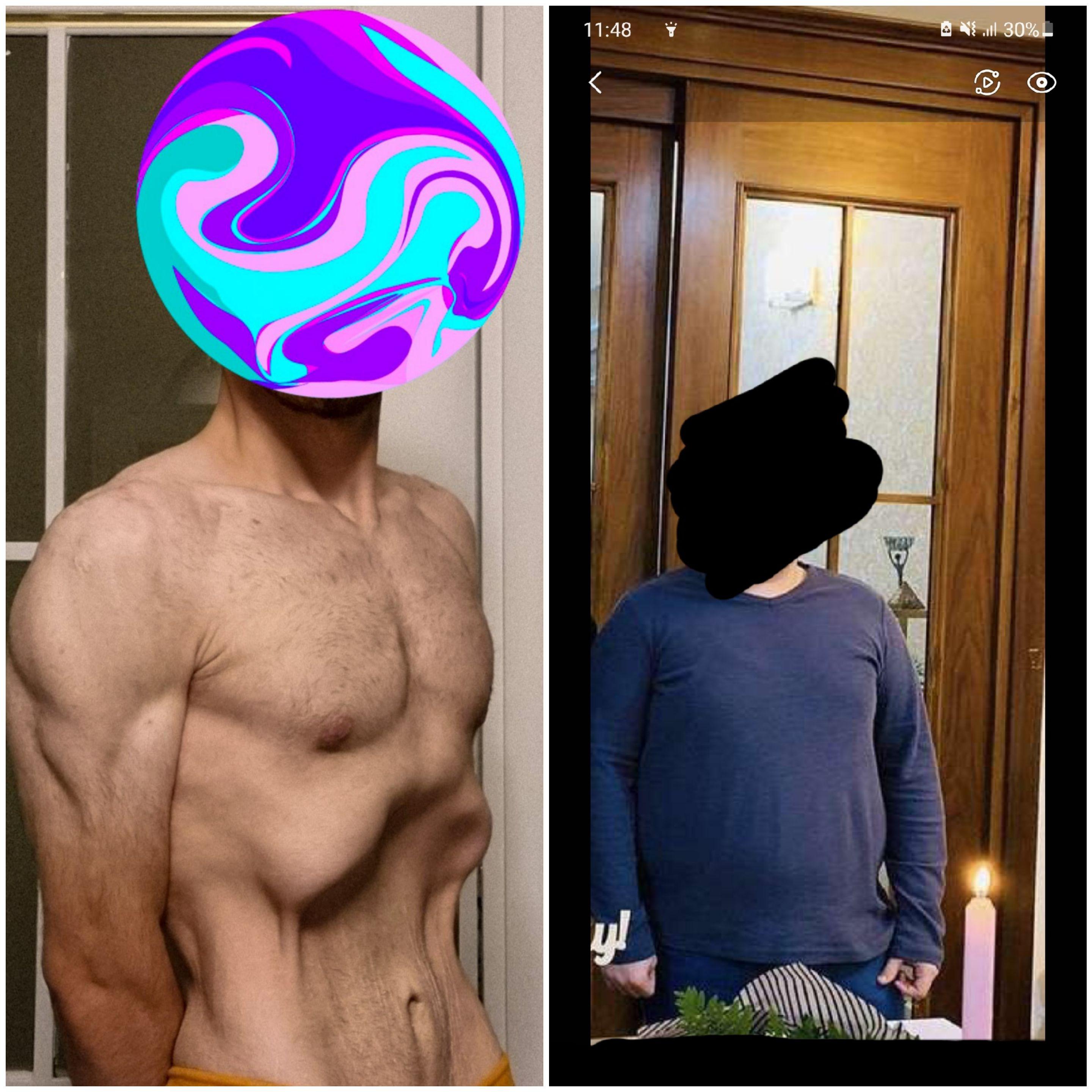 116 lbs Fat Loss Before and After 5 foot 8 Male 256 lbs to 140 lbs