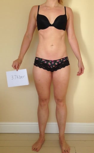 A progress pic of a 5'5" woman showing a snapshot of 127 pounds at a height of 5'5