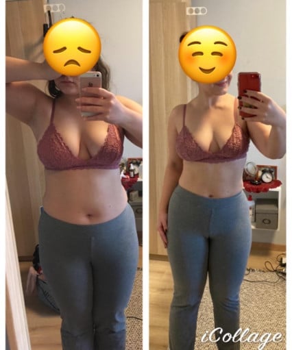 5 feet 5 Female Before and After 25 lbs Fat Loss 183 lbs to 158 lbs