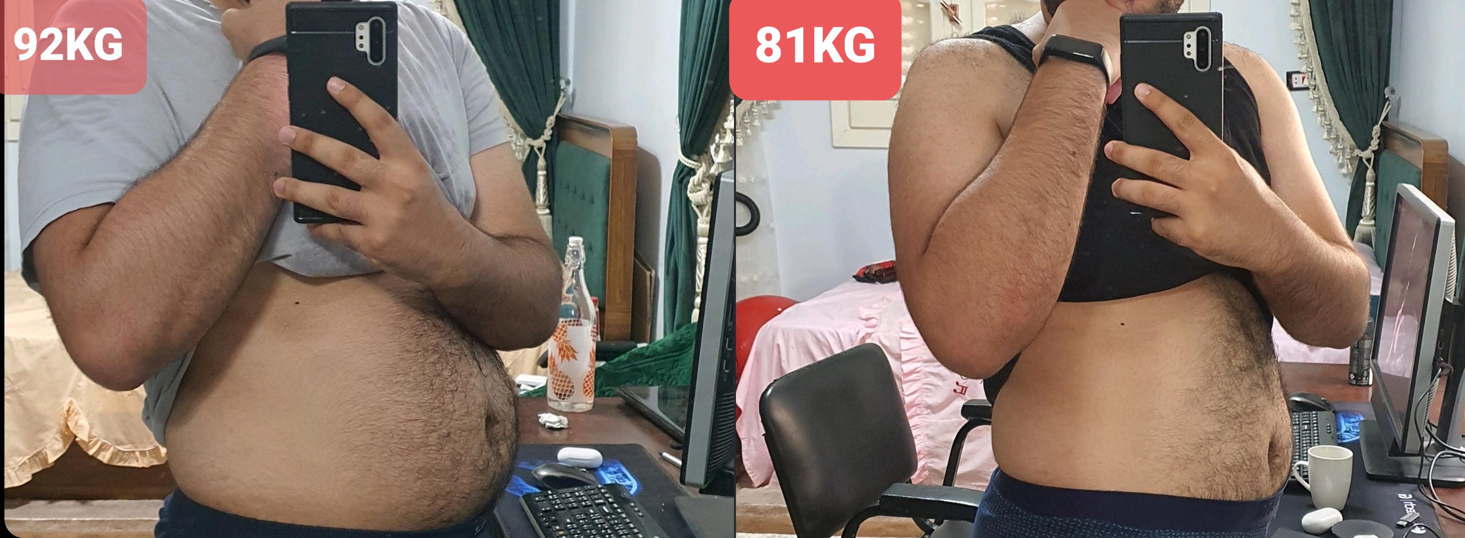 24 lbs Fat Loss Before and After 5'4 Male 201 lbs to 177 lbs